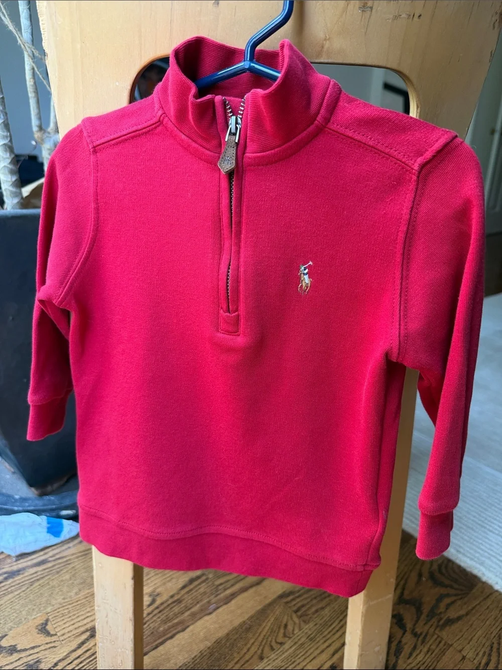Ralph Lauren Bright Red Baby Half-Zip Sweatshirt - 24 Months